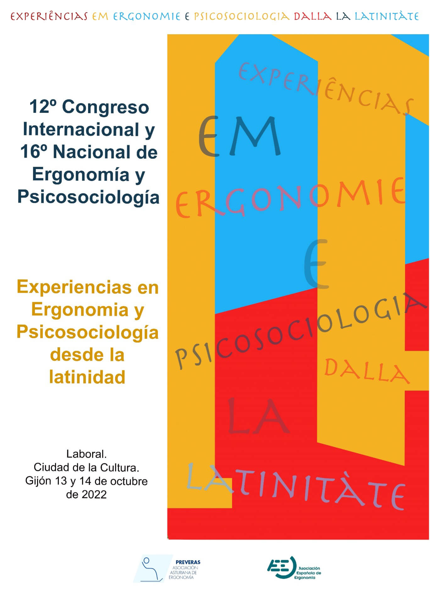 12º CONGRESO INTERNACIONAL y 16º NACIONAL DE ERGONOMÍA Y PSICOSOCIOLOGÍA